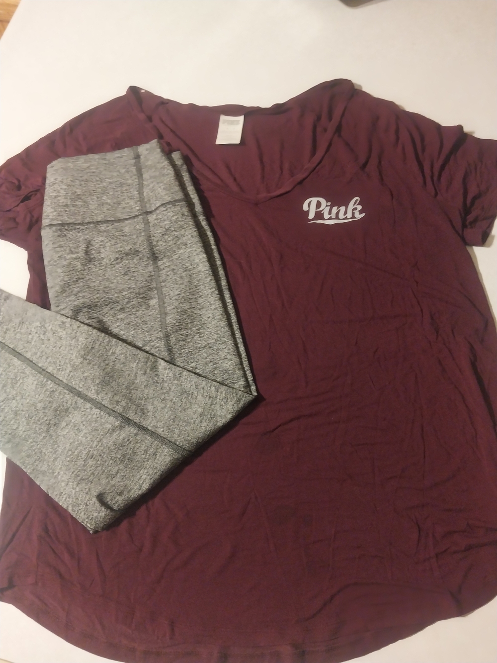 PINK Victoria's Secret Gray & Maroon Lounge Set